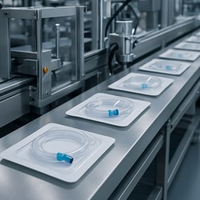 medical device packaging on an automation line